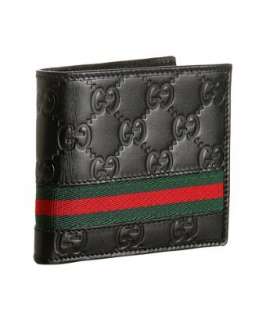 Gucci black guccissima web stripe bi fold wallet   