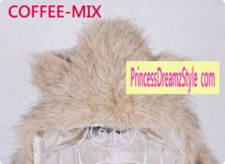   Fur Teddy Bear Ears Hat Pockets Gloves Hooded Scarf C192 CREAM  