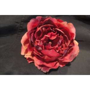  Tanday Burgundy Peony Rose Flower Hair Clip With Swarovski 