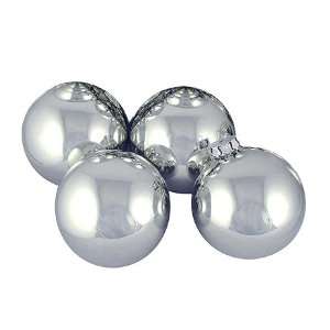 Pack of 4 Shiny Silver Candy Glass Ball Christmas Ornaments 3.25 