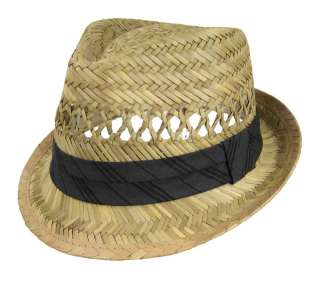 FEDORA summer SWANKY straw Stiff Beach GOLF Hat Natural  