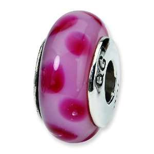   Sterling Silver Pink Hand Blown Glass Bead Arts, Crafts & Sewing