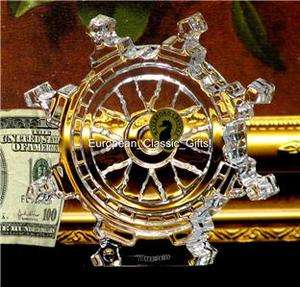 WATERFORD CRYSTAL GLASS SHIP STEERING WHEEL PAPERWEIGHT  