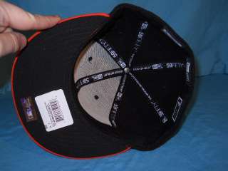   polyester on field hat as worn by players, with the black underbrim