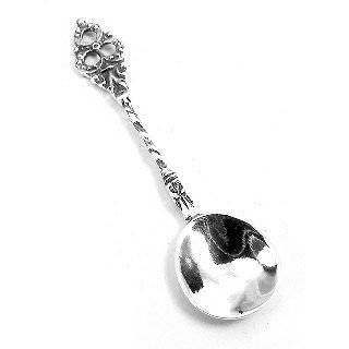   Silver Rose Flower Shovel Shaped Salt Spoon Jewelry 