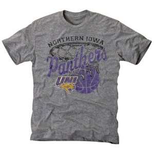 Northern Iowa Panthers Hoop Tri Blend T Shirt   Ash  