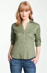 Foxcroft Leno Stripe Shirt (Petite) $73.00