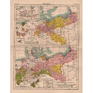  1884 Antique Map of Prussia from Encyclopedia Britannica 