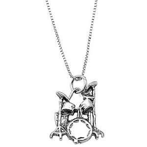  Sterling Silver Drum Set Necklace Jewelry