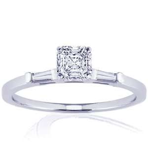  1 Ct Asscher Cut Diamond Engagement Ring Bar Setting VS2 