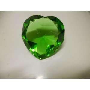   Glass Diamond (Heart) Cut Paperweight Amber (Green)