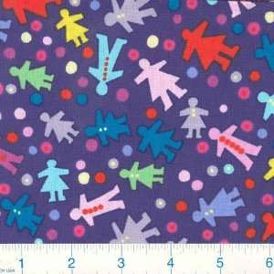  45 Wide Cut Ups Paper Doll Toss Blueberry Fabric By The 