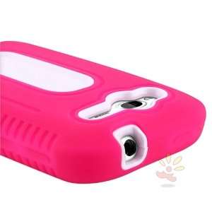  For HTC Wildfire S Duo Shield Case , Pink/White Cell 