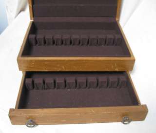 Flatware Wooden Storage Chest Case Silverware Box #E Light Wood Drawer 