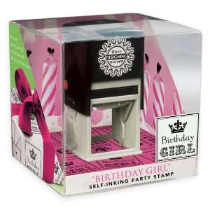   Party Gift Self Inking Stamp Cube, Birthday Girl Arts, Crafts