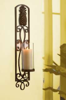 Tropical Tall Pillar Wall Sconce Candle Holder Metal  