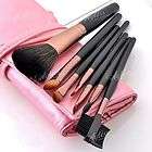 Set 7pc Professional Makeup Brushes Cosmetic Tool Kit + Pink Leather 