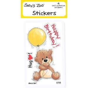  Suzys Zoo Stickers 4 pack, Happy Birthday Bear 10124 