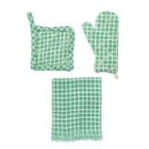  Dollhouse Miniature Green Kitchen Towel/Pot Holder Set 