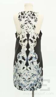 Tibi Black, White, & Blue Silk Floral Print Sleeveless Dress Size 10 
