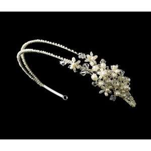  Silver and Pearl Side Accented Headband Jewelry