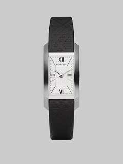 Burberry   Rectangular Embossed Check Strap Watch    
