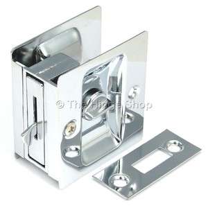   Chrome POCKET SLIDING DOOR PRIVACY LOCK handle pull w/ hardware 7718CH