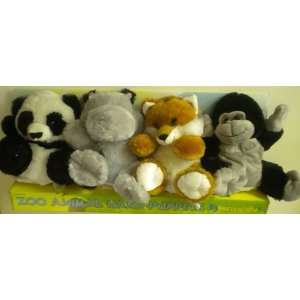  4 Zoo Animals Hand Puppets Kellytoy Panda Hippo Fox 