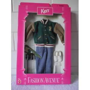  Fashion Avenue Ken   Green and Tan Letter Jacket, Denim 