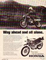1969 Honda Scrambler 175 K3 Motorcycle Ad.  