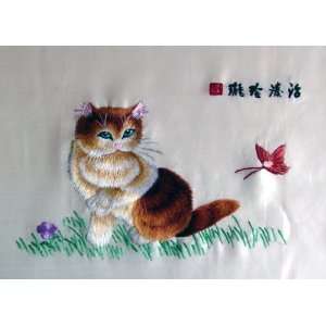  Chinese Art Hunan Hand Silk Embroidery Cat Everything 