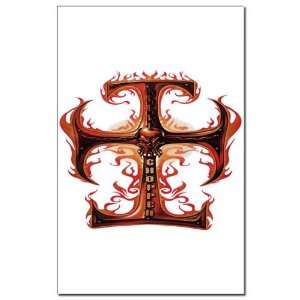  Mini Poster Print Chopper Cross With Flames Everything 