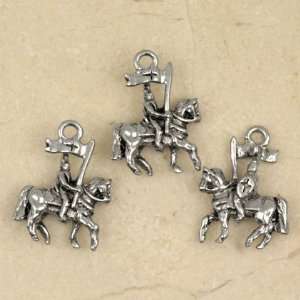 KNIGHT PRINCE HORSE Silver Plated Pewter Charms (3) 