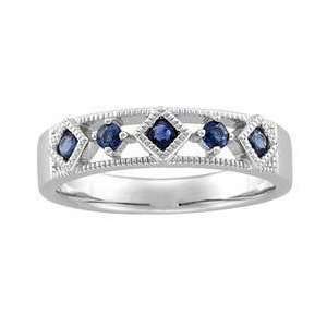  14K White Gold Sapphire Band Ring Jewelry