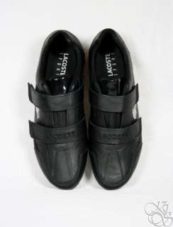 LACOSTE Matsudo USA SPM Leather Black Velcro Mens Sneakers Shoes New 