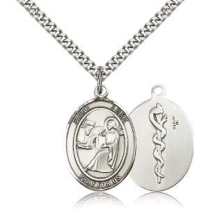   Luke The Apostle Pendant 1 X 3/4 Inch With 24 Inch Stainless Silver