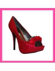  womens pumps red satin Shoes