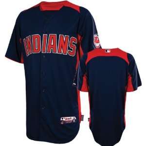   Authentic Navy On Field Batting Practice Jersey with Indian Head Patch