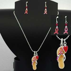  Pink Ribbon ~ Flip Flop ~ Necklace/Earring Set Everything 