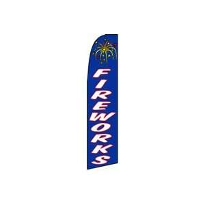  FIREWORKS (Blue) Feather Banner Flag (11.5 x 2.5 Feet 