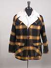 vtg 50s 60s black yellow plaid jacket coat lumberjack M L