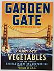 GARDEN GATE Vintage Salinas CA Vegetable Crate Label