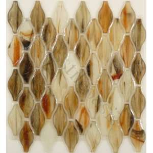 Tropical Forest Unique Shapes Brown 1 3/8 x 3 Glossy Glass Tile 