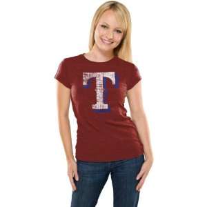 Texas Rangers Womens Red Tri Blend Tunic Length T Shirt  