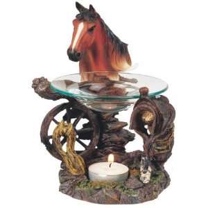  Oil Burner Horse & Saddle Polyresin Collectible Decoration 