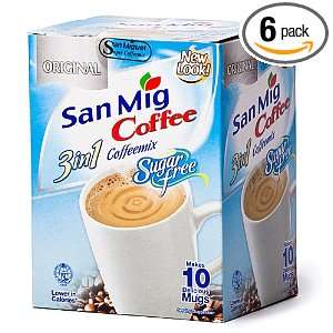 Original San Mig Coffee 3in1 Coffeemix (Sugar Free) 70g (Pack of 6 