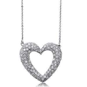   CZ Open Heart Pendant Necklace   Womens Necklaces Jewelry Jewelry