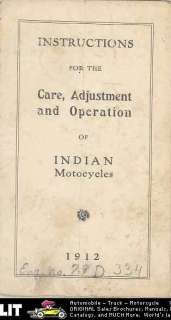 1912 Indian Motorcycle ORIGINAL Owners Manual  