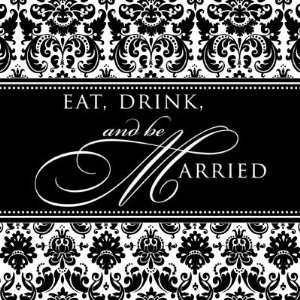 Eat Drink and be Married Damask Sticker 