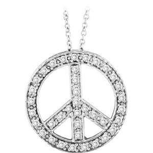  Diamond Peace Sign Pendant Necklace Jewelry
